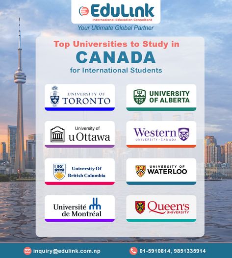 Universities in Canada || Edulink International Education Consultant Canada University, Universities In Canada, Prayer Vision Board, Canada Information, Sat Math, Admissions Poster, Canadian Universities, University Of Ottawa, Study In Canada