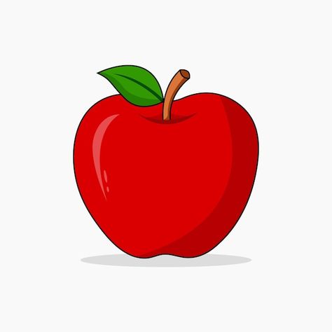 Apple Cartoon Image, Apple Vector Illustration, Cute Apple Drawing, Apples Drawing, Apple Fruit Images, Animated Apple, Apples Illustration, Red Apple Art, Apple Pictures