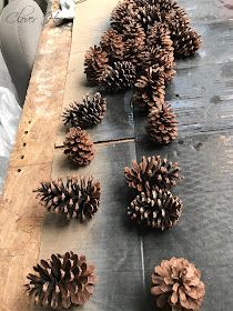 Clover House: Holiday Ombre Pinecone Wreath Pine Cone Flower Wreath, Winter Wreath For Front Door, Deco Mesh Garland, Pine Cone Wreath, Make Your Own Wreath, Cone Wreath, Spray Paint Colors, Diy Pinecone, Mesh Wreath Tutorial