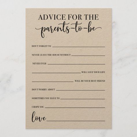 Advice For The Mom To Be, Advice For The Parents To Be, Baby Shower Program, Advice For Parents To Be, Babyq Shower, Baby Advice Cards, Bebe Shower, Classy Baby Shower, Funny Baby Shower Games