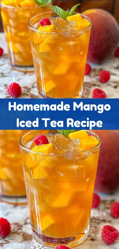 Looking for a refreshing summer drink? Try our Mango Iced Tea recipe! This delightful drink recipe combines the sweetness of mango with tea for a perfect summer treat. Mango Tea Recipe, Drink Mango, Mango Iced Tea, Iced Tea Recipes Homemade, Mango Tea, Iced Tea Recipe, Mango Drinks, Mango Mojito, Fun Summer Drinks