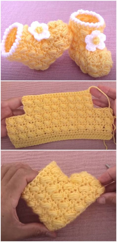 Crochet Easy Baby Boots In 25 Minutes - Crochet Ideas Crocheted Baby Booties, Crocheted Slippers, Baby Booties Free Pattern, Crochet Baby Booties Pattern, Baby Booties Knitting Pattern, Crochet Baby Boots, Crochet Baby Shoes Pattern, Shoes Pattern, Baby Shoes Pattern