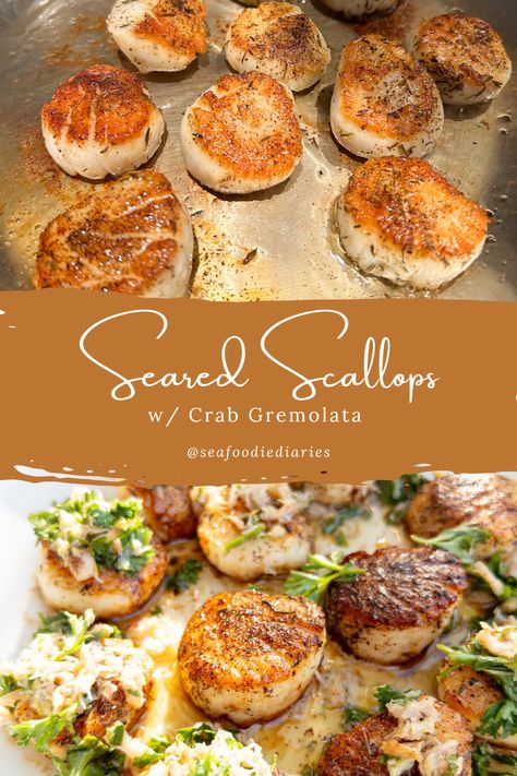 Seared Scallops Recipe Recipes With Bay Scallops, Sea Scallop Recipes, Best Scallop Recipe, Bay Scallop Recipes, Seared Scallops Recipe, Gremolata Recipe, Fresh Scallops, Scallops Recipe, Seafood Dinner Recipes