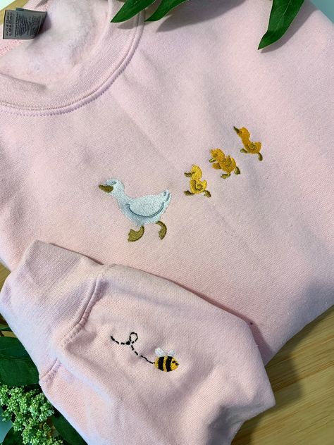 Marching Ducks Embroidered Sweatshirt | Duck Sweatshirt | Cute Duck Sweater Duck Sweater, Duck Sweatshirt, Stitch Sweatshirt, Clothes Embroidery Diy, Cute Duck, Duck Cloth, Embroidery Sweatshirt, Sweatshirt Cute, Fun Sweatshirts