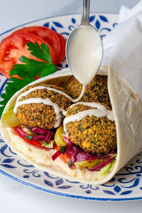 Level up your lunch game with this delicious wholesome Falafel wrap. Bursting with flavors from the crispy falafel, fresh veggies, creamy hummus and tahini dressing Air Fryer Falafel Recipe, Chef Photoshoot Ideas, Air Fryer Falafel, Chef Photoshoot, Kachori Recipe, Ibs Friendly Food, How To Make Falafel, Hummus Sandwich, Falafel Sandwich