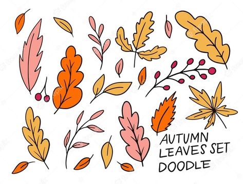 Autumn Doodles Drawings, Fall Leaves Doodle, November Doodles, Autumn Leaves Drawing, Thanksgiving Doodles, Card Doodles, November Bujo, Fall Chalkboard Art, Fall Leaves Drawing