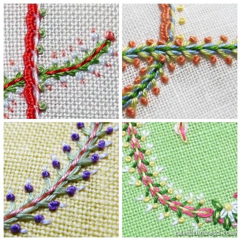 Appliqué Stitches, Embroidery Repair, Band Embroidery, Good Morning And Happy Friday, Border Stitch, Applique Stitches, Ribbon Embroidery Tutorial, Stitch Sampler, Embroidery Stitch