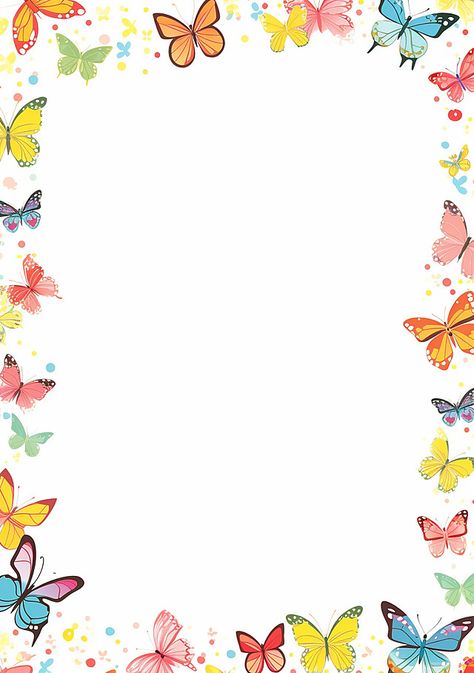 Butterfly Frames And Borders, Free Printable Borders For Paper, Printable Borders For Paper, Butterfly Frame Background, Butterfly Border Design, Page Borders Free, Butterflies Background, Butterfly Border, Background Butterfly