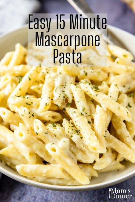 Recipes With Mascarpone, Recipes With Mascarpone Cheese, Mascarpone Pasta, 15 Minute Meals Dinners, Mascarpone Recipes, 15 Minute Dinners, Chicken Alfredo Recipes, 15 Minute Meals, Mascarpone Cheese