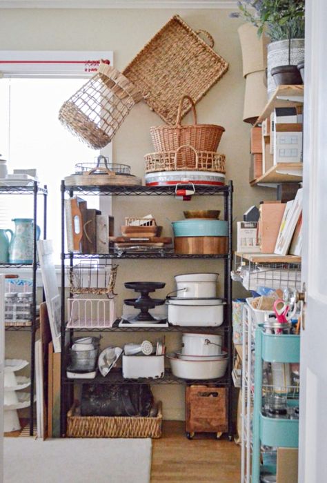 Decorating and Organizing Ideas: Style Showcase #116 | Town & Country Living Spare Room Organization, Decor Storage Room, Spare Room Storage, Room Decor Storage, Small Closet Hacks, Outdoor Studio, Basement Organization, Home Decor Storage, Collection Storage