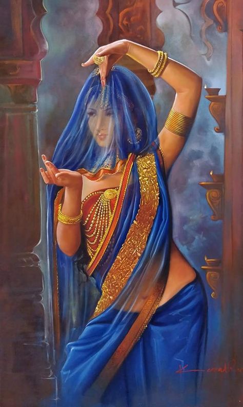 The Poet of Painting ~ Catherine La Rose: Kamal RAO ​​✿ Rajasthani Painting, Kate Smith, Indian Women Painting, Indian Art Gallery, Bo Bartlett, Audrey Kawasaki, Indian Painting, Vedic Art, Female Art Painting