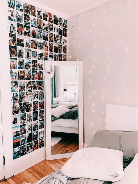 @oliviarehill on vsco Photo Walls Bedroom, Aesthetic Bedroom Ideas, Redecorate Bedroom, Dream House Rooms, Teen Bedroom Decor, Girl Bedroom Decor, Room Design Bedroom, Room Makeover Bedroom, Dream Room Inspiration