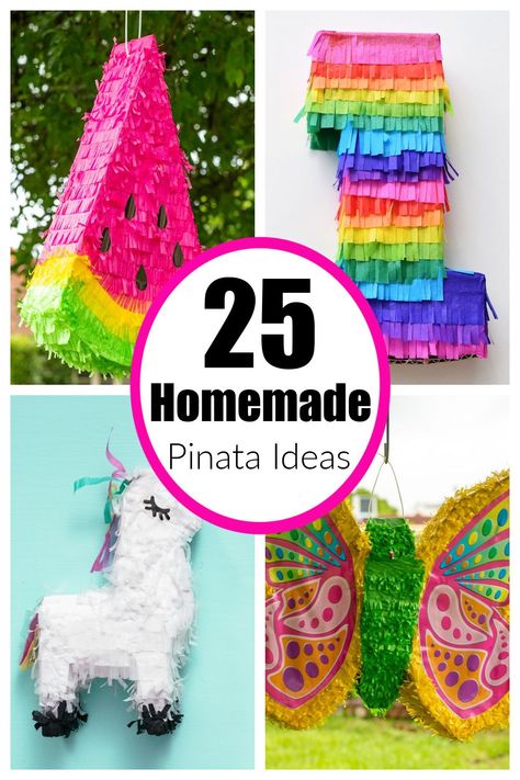 Watermelon, unicorn, and butterfly pinata. Paper Mache Pinata Ideas, Homemade Pinata How To Make, Piñata Crafts For Kids, Making A Pinata Diy, Homemade Pinata Ideas Diy, How To Make Pinatas, Easy Piñata Ideas, Pinata Diy Ideas, Home Made Pinata