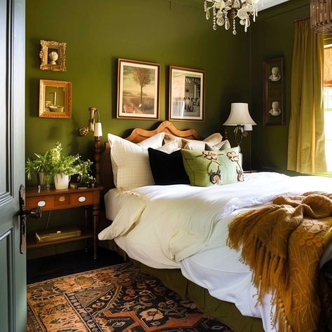 olive_green_bedrooms_ideas (23) Olive Green Bedroom Ideas, Olive Green Rooms, Toscana House, Olive Green Decor, Olive Green Bedroom, Olive Bedroom, Olive Green Bedrooms, Green Bedroom Ideas, Green Interior Design