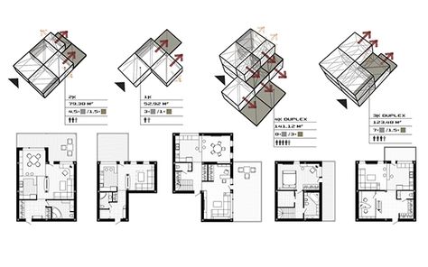 High-density housing complex on Behance Module Architecture, Social Housing Architecture, Architecture Site Plan, Collective Housing, Modular Housing, Urban Design Concept, Urban Housing, Architecture Concept Diagram, Architectural Floor Plans