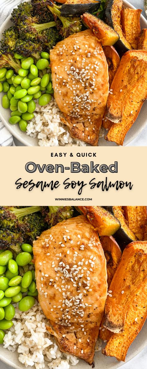 Red Lobster Sesame Soy Salmon Bowl, Red Lobster Salmon Bowl, Sesame Salmon Recipes, Sesame Soy Salmon Bowl, Baked Salmon Bowl, Sesame Soy Salmon, Salmon Recipe Pan, Soy Salmon, Myfitnesspal Recipes