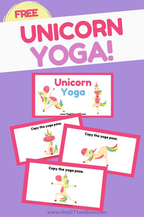 Use unicorn yoga to help kids with mindfulness, gross motor skills, coordination, regulation, and more. Eye Hand Coordination Activities, Preschool Movement Activities, Unicorn Yoga, Physical Activities For Toddlers, Exercises For Kids, Coordination Activities, Toddler Daycare, Magic Theme, Circle Time Activities