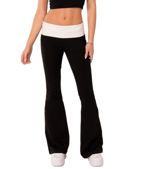 PRICES MAY VARY. 100% Polyester Imported Slip On closure ♥Material: Polyester and spandex. Skin-friendly, lightweight, soft and gentle, y2k flare leg trousers, wear-resistant, durable enough, smooth touching, low/ mid waist skinny leggings, palazzo long pants, fold over leggings for women, trendy treetwear. ♥Features: Low cut yoga pants, slim fitted, bodycon bootcut pants, fold-over flare pants, folded waistband, skinny tight. Solid color, stretchy flare pants legging, bell bottom pants, low wai Y2k Joggers, Bell Bottom Yoga Pants, Yoga Flare Pants, Low Waist Pants, Boot Cut Leggings, Flare Yoga Pants, Black Yoga Pants, Flared Leggings, Black Flare