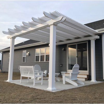 Modern #pergola Kits Santorini 10 Ft. W x 10 Ft. D Freestanding Vinyl Pergola Pergola Modern, Pergola Metal, White Pergola, Vinyl Pergola, Small Pergola, Pergola Diy, Pergola Aluminium, Cheap Pergola, Pergola Swing