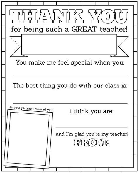 Thank You Note for Teacher Printable from Students | K5 Worksheets Teachers Week, 3d Templates, Staff Appreciation Week, Presents For Teachers, School Teacher Gifts, Staff Appreciation, Teacher Printable, Teacher Thank You, Student Teacher