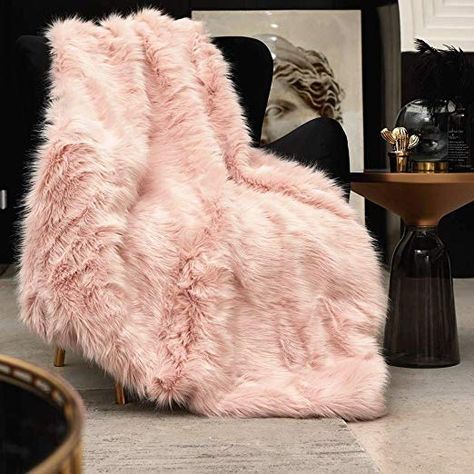 Pink Throw Blanket, White Throw Blanket, Fuzzy Blanket, Pink Throws, Faux Fur Throw Blanket, White Throws, Pink Blanket, Faux Fur Blanket, Fluffy Blankets