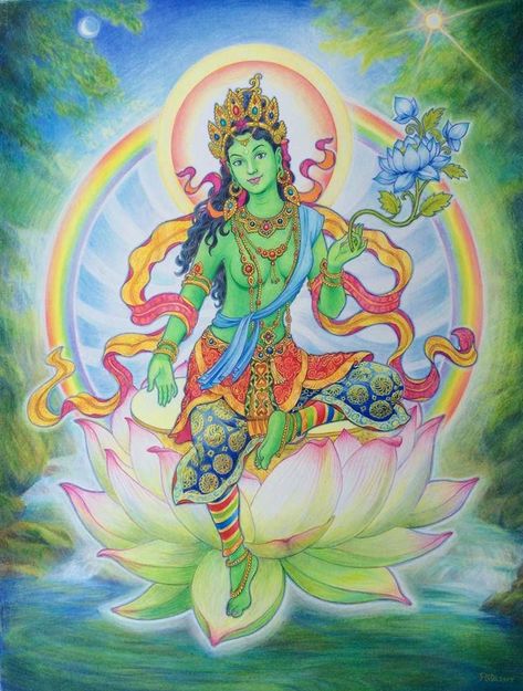 Tara Goddess, Tibet Art, Tantra Art, Art Buddha, Yoga Studio Design, Shakti Goddess, Kali Goddess, Thangka Painting, Tibetan Art