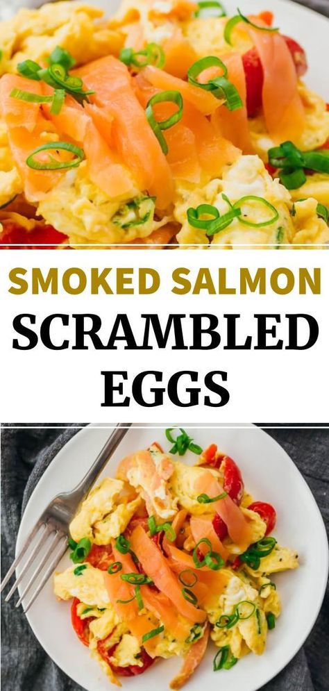 Salmon Scrambled Eggs, Eggs With Veggies, Smoked Salmon Breakfast, Best Smoked Salmon, Smoked Salmon And Eggs, Salmon Breakfast, Spinach Frittata, Keto Salmon, Smoked Salmon Recipes