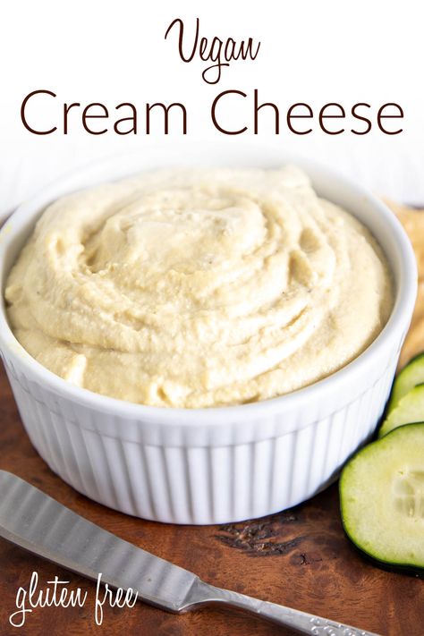 This Vegan Cream Cheese is thick and creamy. It has a nice tangy flavor, making it perfect for a bagel or crackers. Made in about 20 minutes. Cashew Cream Cheese Recipe, Fall Dessert Recipes Healthy, Vegan Cream Cheese Recipe, Healthy Fall Desserts, Vegan Cheese Recipes, Vegan Lunch Recipes, Cheese Tasting, Vegan Yogurt, Vegan Cream Cheese