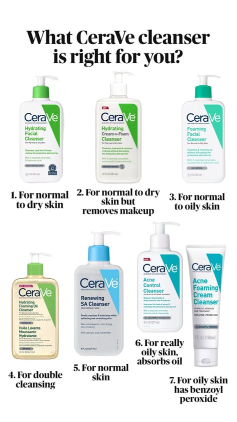 Cleansers Cleanser Routine, Cerave Cleanser, Men Skin Care Routine, Skin Care Basics, Skincare For Oily Skin, Face Skin Care Routine, Skin Care Routine Order, Clear Healthy Skin, Serious Skin Care