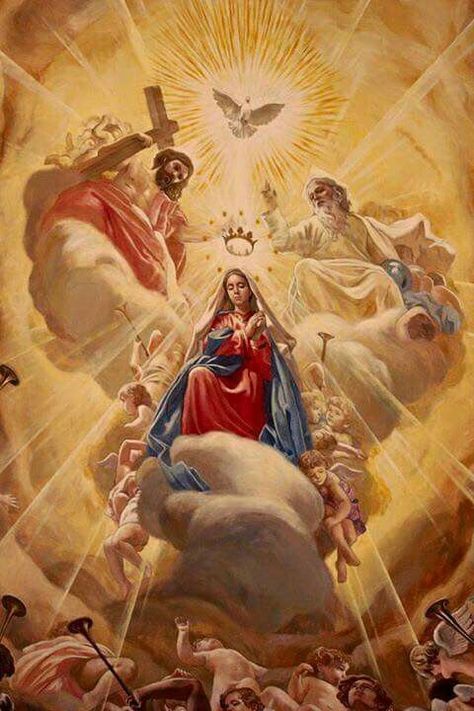 Nothing beats the Crowning of Mary as the Queen of Heaven. Santi Cattolici, Catholic Pictures, Blessed Mary, Religious Pictures, Queen Of Heaven, Catholic Images, Jesus Christ Images, Blessed Mother Mary, The Virgin Mary