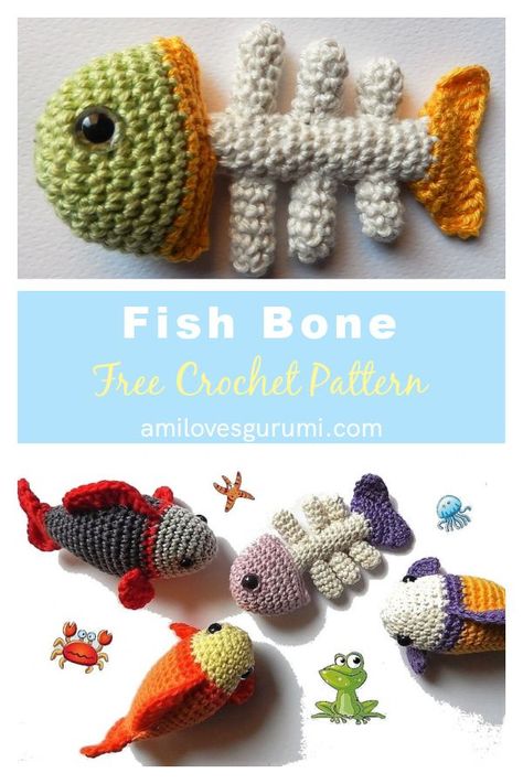 Crochet Cat Doobie Toy Pattern, Crochet Kitten Toys Free Pattern, Cat Toys To Crochet, Fish Cat Toy Crochet, Crochet Kitten Toys, Fish Bone Crochet Pattern, Crochet Fish Skeleton, Free Cat Toy Crochet Patterns, Crochet Cat Toys Catnip