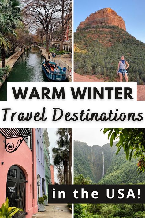 For those interested in trading their down jacket for shorts and sunglasses but don't want to venture too far from home check out these popular warm winter getaways in the USA! USA Winter Travel | Winter Travel | Winter Travel Destinations | Winter Vacations | Winter Vacation Ideas | Travel Destinations | Travel Ideas | United States Travel | United States Travel Destinations Winter | Warm Winter Destinations | Warm Winter Destinations | Warm Winter Destinations In The US Midwest Getaways, Best Winter Vacations, Warm Vacation, Winter Getaways, Winter Vacations, Vacations In The Us, Winter Travel Destinations, Winter Destinations, Far From Home