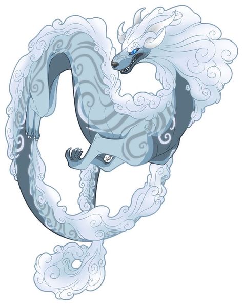 Cloud Character Design, Cloud Creature, Cloud Dragon, Elemental Dragons, Eastern Dragon, Fantasy Beasts, Dragon Pictures, Creature Drawings, Greek God