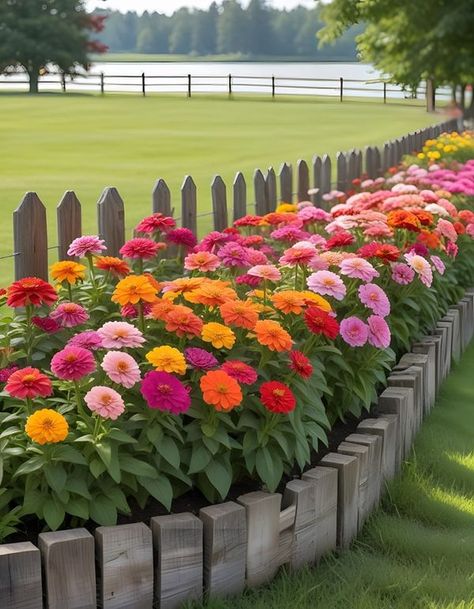 Zinnia Garden, Zinnia Elegans, Garden Border, Garden Borders, Garden Stuff, She Shed, Garden Shed, Beautiful Gardens, Front Yard