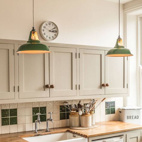 Are you interested in our coolicon light shade? With our coolicon pendant light you need look no further. 1930 Kitchen Remodel, Cottage Kitchen Lighting, 1930s Craftsman, Unfitted Kitchens, Utility Lighting, Victorian Terrace Kitchen, Enamel Pendant Light, Terrace Kitchen, Urban Cottage