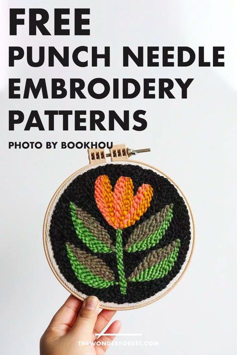 Punch Needle Embroidery Patterns, Free Punch Needle Patterns, Embroidery Pillows, Large Embroidery Hoop, Rose Embroidery Designs, Easy Punch, Rug Hooking Designs, Hook Punch, Needle Embroidery