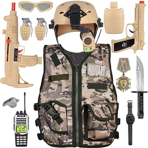 Kids Army Costume, Combat Soldier, Army Vest, Army Costume, Army Accessories, Kids Army, Army Men Toys, Soldier Costume, Military Accessories