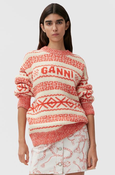 Wool Pullover | GANNI US Lambswool Sweater, Jeans Boots, Wool Pullover, Model Look, Shop Clothing, Clothing Dresses, Bra Women, Knitted Pullover, Feel Confident