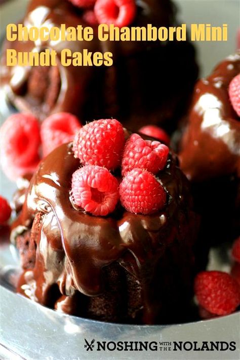 Chocolate Chambord Mini Bundt Cakes by Noshing With The  Nolands Mini Bundt Cakes Recipes, Chocolate Bundt, Mini Bundt, Mini Bundt Cakes, Chocolate Bundt Cake, Bundt Cakes Recipes, Bundt Cakes, Chocolate Raspberry, Savoury Cake