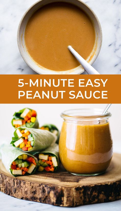 Peanut Sauce Healthy, Vegan Peanut Sauce, Spring Roll Sauce, Easy Peanut Sauce, Peanut Sauce Recipe, Peanut Sauce, Homemade Sauce, Asian Cooking, Aioli