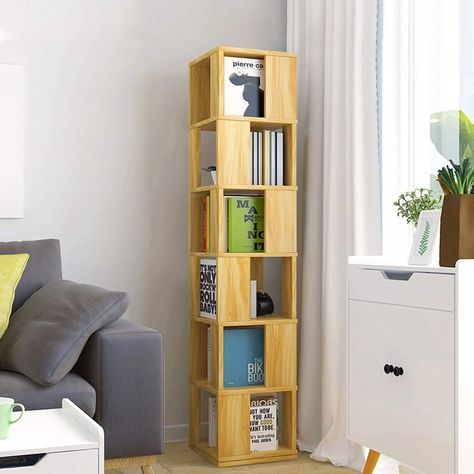 Rotating Bookshelf, Simple Bookcase, Slim Bookcase, Revolving Bookcase, Creative Bookshelves, White Bookshelves, Floor Shelf, Wood Bookshelves, Small Apartment Design