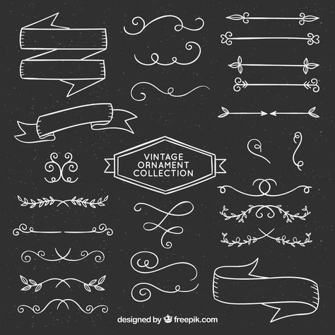 Colección de adornos vintage con estilo de pizarra | Vector Gratis Layout Print, Chalkboard Banner, Chalk Lettering, Chalkboard Designs, Chalkboard Style, Lettering Styles, Chalkboard Art, Chalk Art, Free Vectors