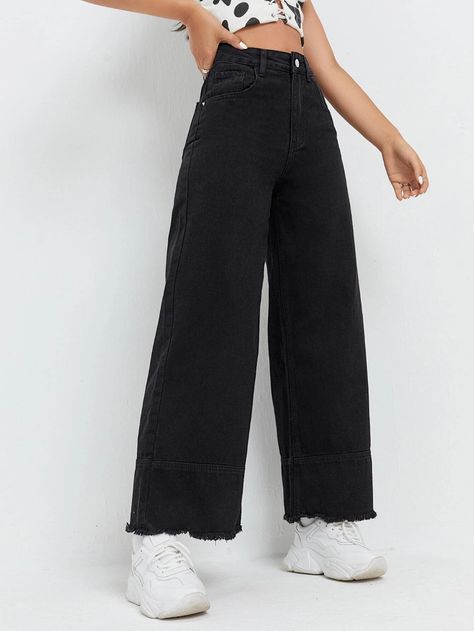 Black wide leg trousers