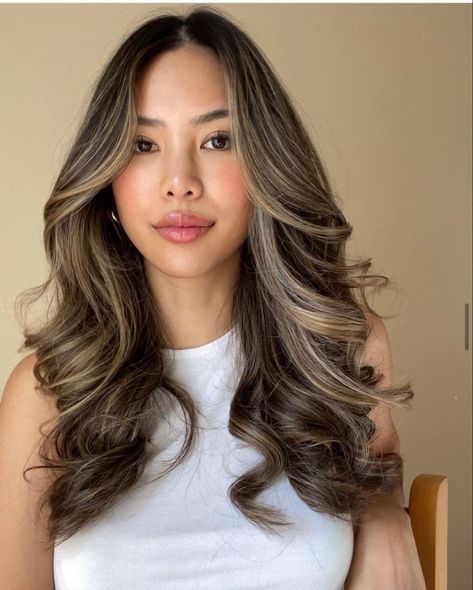 Highlights Brunette, Partial Highlights, Hair Color Asian, Black Hair Balayage, Color Streaks, Brown Hair Looks, Brown Hair Inspo, Fesyen Rambut, Brunette Hair With Highlights