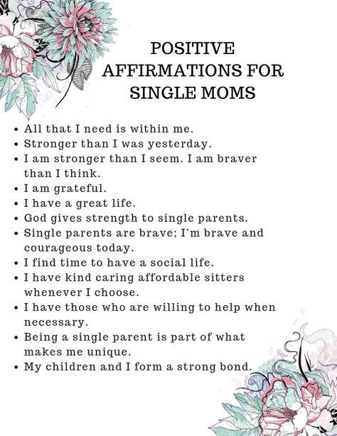 Positive Affirmations for Single Moms Single Mom Quotes Strong, Single Mother Quotes, Single Parent Quotes, Parenting Affirmations, Single Mom Inspiration, Inspirational Quotes For Moms, Single Mama, Single Mom Life, Single Mum