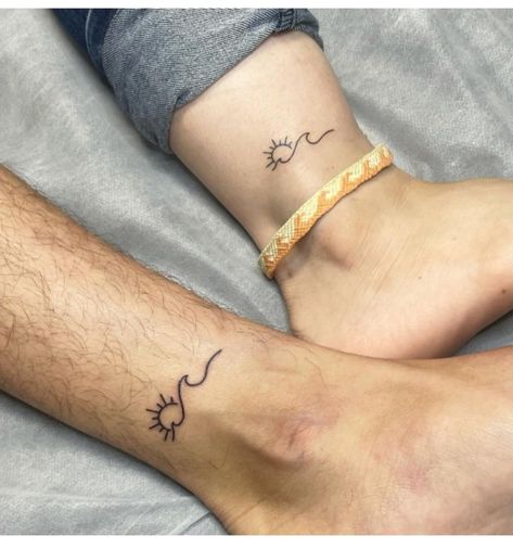 Couples Holiday Tattoo, Matching Holiday Tattoos Couples, Holiday Matching Tattoos, Matching Holiday Tattoos, Holiday Tattoos, Small Matching Tattoos, Matching Best Friend Tattoos, Small Couple Tattoos, Couples Tattoos