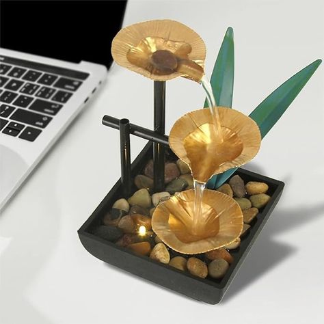 Amazon.com: Indoor Tabletop Water Fountain, 3 Tier Lotus Leaf Desktop Fountain with ON/Off Switch and Natural River Rocks, Zen Relaxation for Office Living Room Bedroom Décor (A) : Home & Kitchen Homemade Water Fountains, Desktop Fountain, Waterfall Decoration, Indoor Tabletop Water Fountain, Indoor Tabletop Fountains, Table Fountain, Waterfall House, Tabletop Water Fountain, Indoor Water Fountains