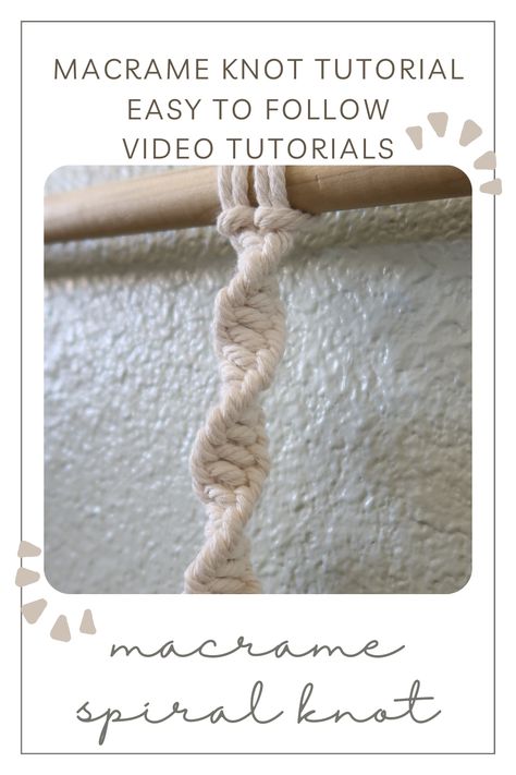 How To Do A Spiral Knot Macrame, Half Square Knot Macrame, Half Square Knot Tutorial, Half Knot Macrame, Macrame Spiral Knots Step By Step, Spiral Knot Tutorial, Beginner Macrame Knots, How To Macrame Knots, Spiral Macrame Knots