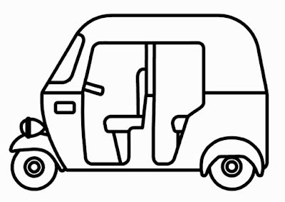 Auto Rickshaw Coloring Pages, Free Printable, for Kids. Cute Easy Animal Drawings, Auto Rickshaw, Camper Art, Stage Curtains, Funny Art Prints, Easy Animal Drawings, Easy Art For Kids, Cars Theme Birthday Party, Easy Animals