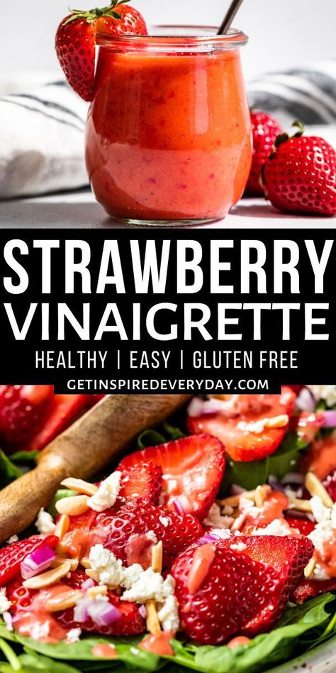 Strawberry Vinegarette, Strawberry Salad Dressing, Spinach Salad Dressing, Strawberry Vinegar, Strawberry Vinaigrette, Strawberry Spinach Salad, Healthy Dressing, Grilled Salad, Salad Dressing Recipes Healthy